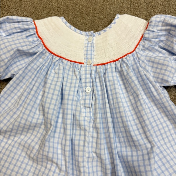 Babeeni: Girls Blue Checkered Smocked Pumpkin Bishop Dress, Size 5T - Picture 11 of 12